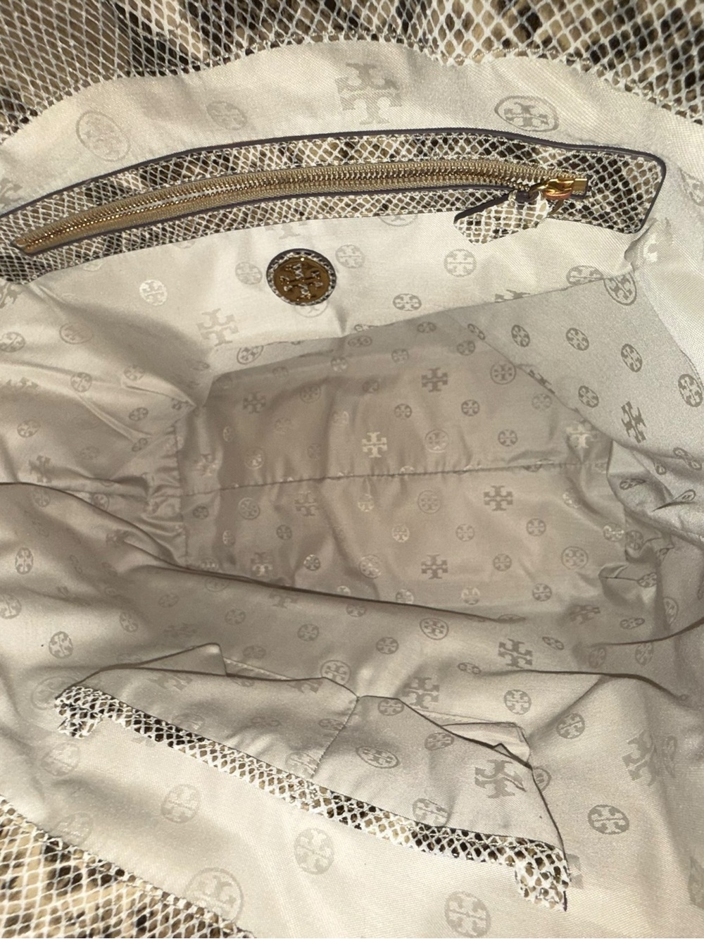 Tory Burch NWOT 797 Snake Skin and Raffia Open Tote - Picture 5 of 14